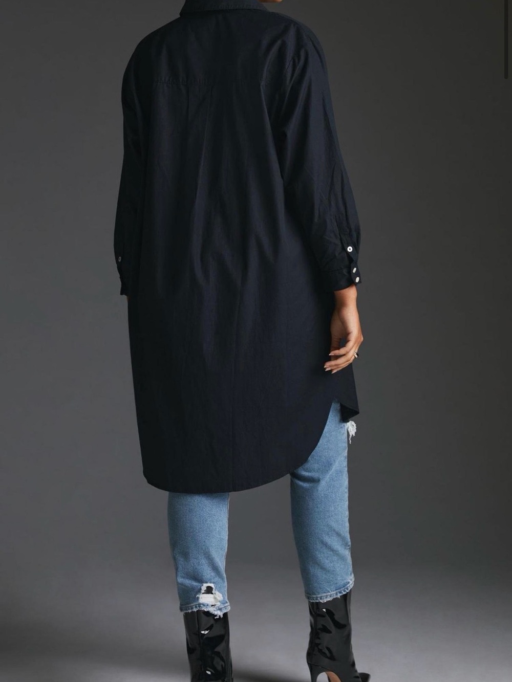 Anthropologie Maeve Oversized Black Button-Down Shirt - Picture 2 of 13